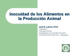 Inocuidad de los Alimentos en la Produccin Animal