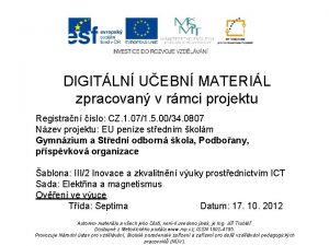 DIGITLN UEBN MATERIL zpracovan v rmci projektu Registran