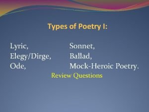 Types of lyrical poetry