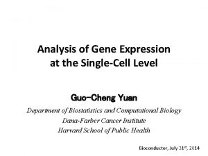 Analysis of Gene Expression at the SingleCell Level