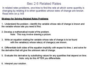 Sec 2 6 Related Rates In related rates
