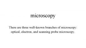 Branches of microscopy
