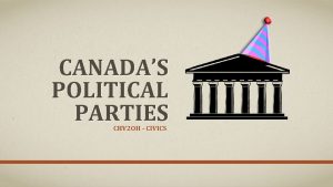 CANADAS POLITICAL PARTIES CHV 2 OH CIVICS CANADAS