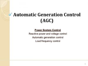 Automatic Generation Control AGC Power System Control Reactive