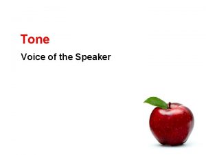 Tone Voice of the Speaker What is tone