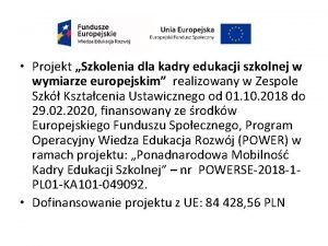 Projekt Szkolenia dla kadry edukacji szkolnej w wymiarze