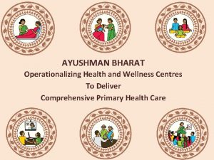 AYUSHMAN BHARAT Operationalizing Health and Wellness Centres To