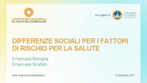 Un progetto di DIFFERENZE SOCIALI PER I FATTORI