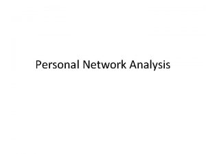 Personal Network Analysis Two kinds of social network