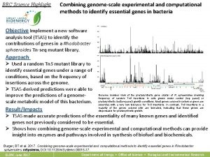 BRC Science Highlight Combining genomescale experimental and computational