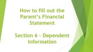 Parents financial statement