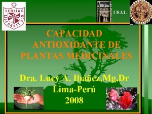 USAL CAPACIDAD ANTIOXIDANTE DE PLANTAS MEDICINALES Dra Lucy