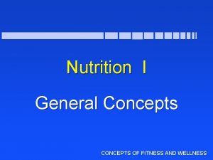 Nutrition I General Concepts CONCEPTS OF FITNESS AND