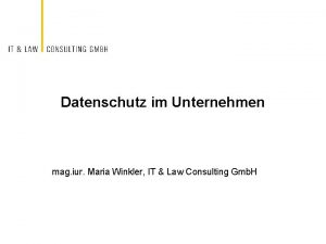 Datenschutz im Unternehmen mag iur Maria Winkler IT