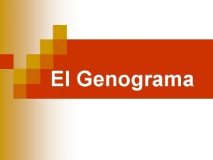 El Genograma DEFINICIN El genograma es la representacin