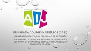 PROGRAMA COLEGIOS ABIERTOS CABI JORNADA DE CAPACITACIN PROTOCOLO