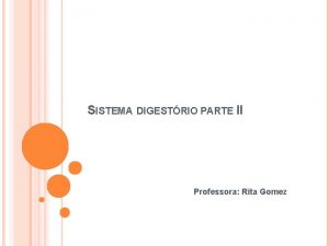 SISTEMA DIGESTRIO PARTE II Professora Rita Gomez INTESTINO