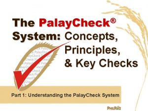 Palay Check The System Concepts Principles Key Checks