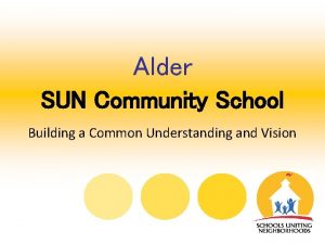 Alder SUN Community School Building a Common Understanding