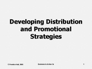 Developing Distribution and Promotional Strategies Prentice Hall 2005