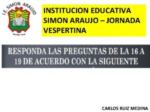 INSTITUCION EDUCATIVA SIMON ARAUJO JORNADA VESPERTINA CARLOS RUIZ