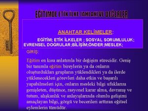 ANAHTAR KELMELER ETM ETK LKELER SOSYAL SORUMLULUK EVRENSEL