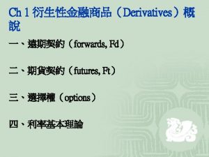 contracts underlying assets 1 forwards 2 futures 3