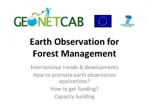 Earth Observation for Forest Management International trends developments