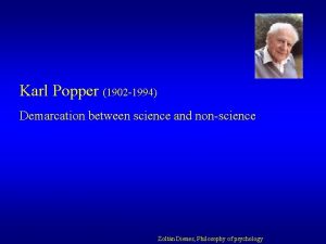 Karl Popper 1902 1994 Demarcation between science and