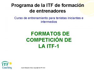 Programa de la ITF de formacin de entrenadores