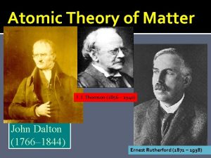 Atomic Theory of Matter J J Thomson 1856