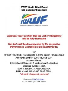 IWWF World Titled Event Bid Document Example Organiser