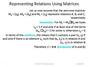 Representing relations using matrices