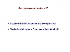 Paradosso del valore C Eccesso di DNA rispetto