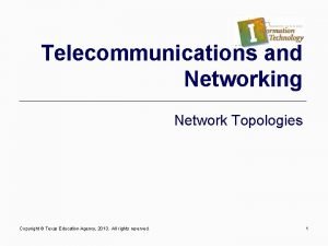 Telecommunications and Networking Network Topologies Copyright Texas Education