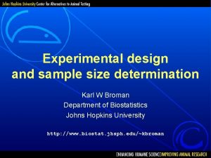 Experimental design and sample size determination Karl W