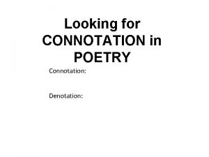 Denotation poetry