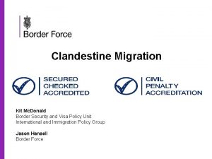 Clandestine Migration Kit Mc Donald Border Security and