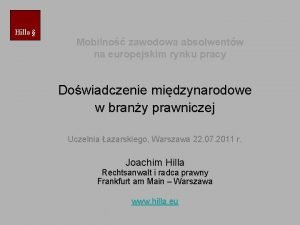 Hilla Mobilno zawodowa absolwentw na europejskim rynku pracy