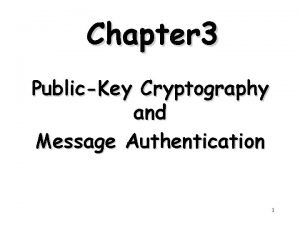 Chapter 3 PublicKey Cryptography and Message Authentication 1