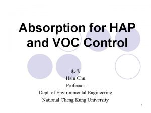 Absorption for HAP and VOC Control Hsin Chu