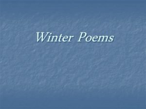 Winter personification poem