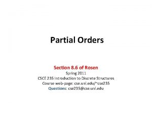 Partial Orders Section 8 6 of Rosen Spring