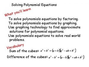 Polynomial equations