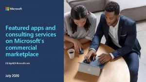 Featured apps and consulting services on Microsofts commercial