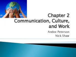 Chapter 2 Communication Culture and Work Andee Peterson