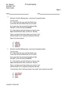 Ms Stevens Semester Test Study Guide 8 th