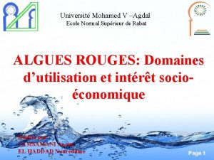 Universit Mohamed V Agdal Ecole Normal Suprieur de