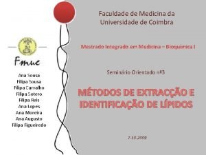 Faculdade de Medicina da Universidade de Coimbra Mestrado