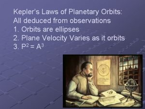 Keplers Laws of Planetary Orbits All deduced from